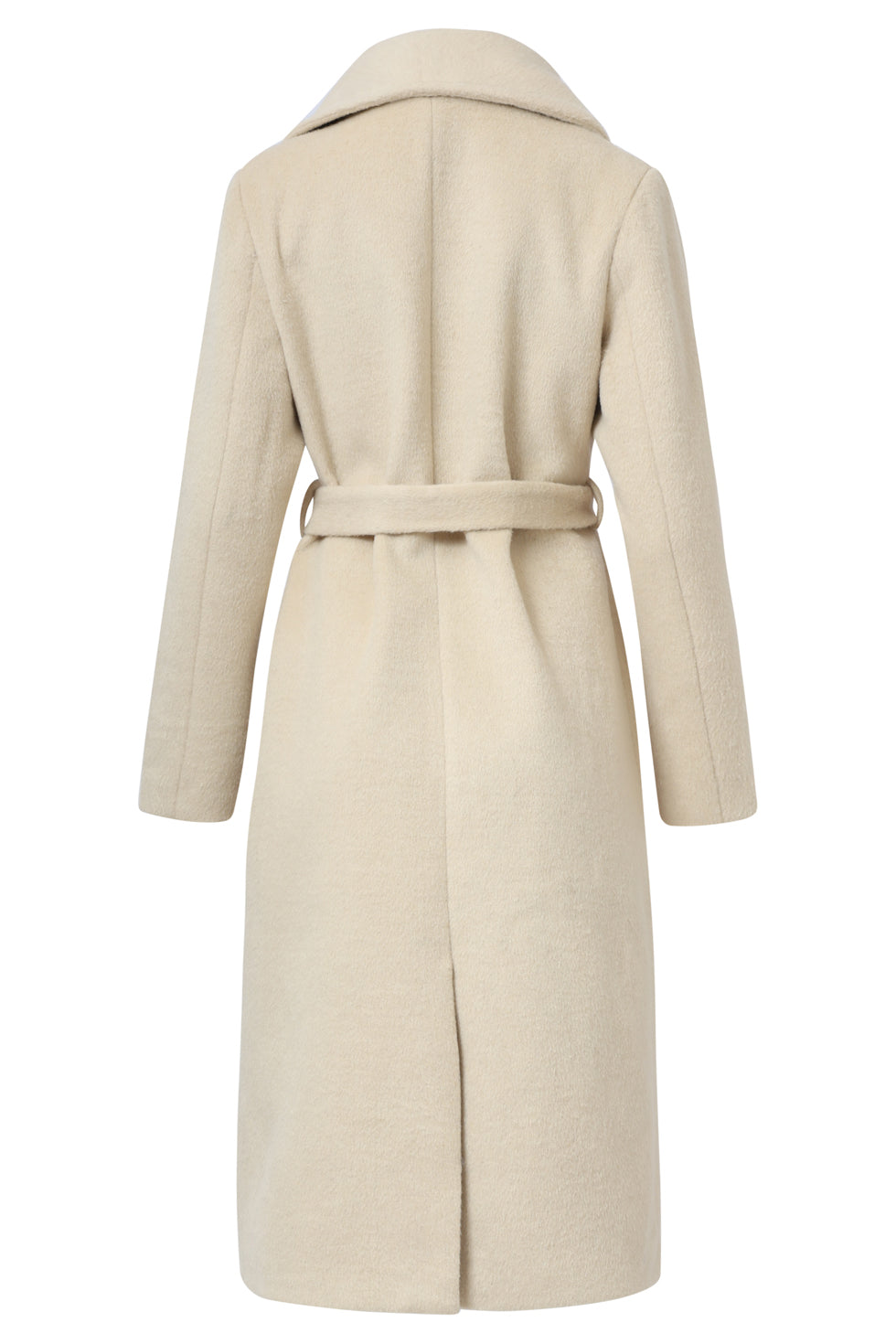 25555 Smashed Lemon Lange Uni Jas met Ceintuur | Sand