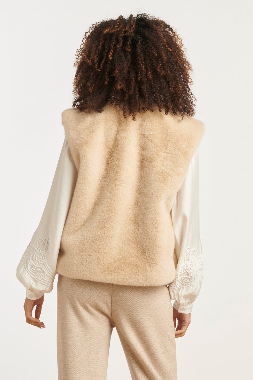 25556 Imitatiebont Gilet In Zand | Sand