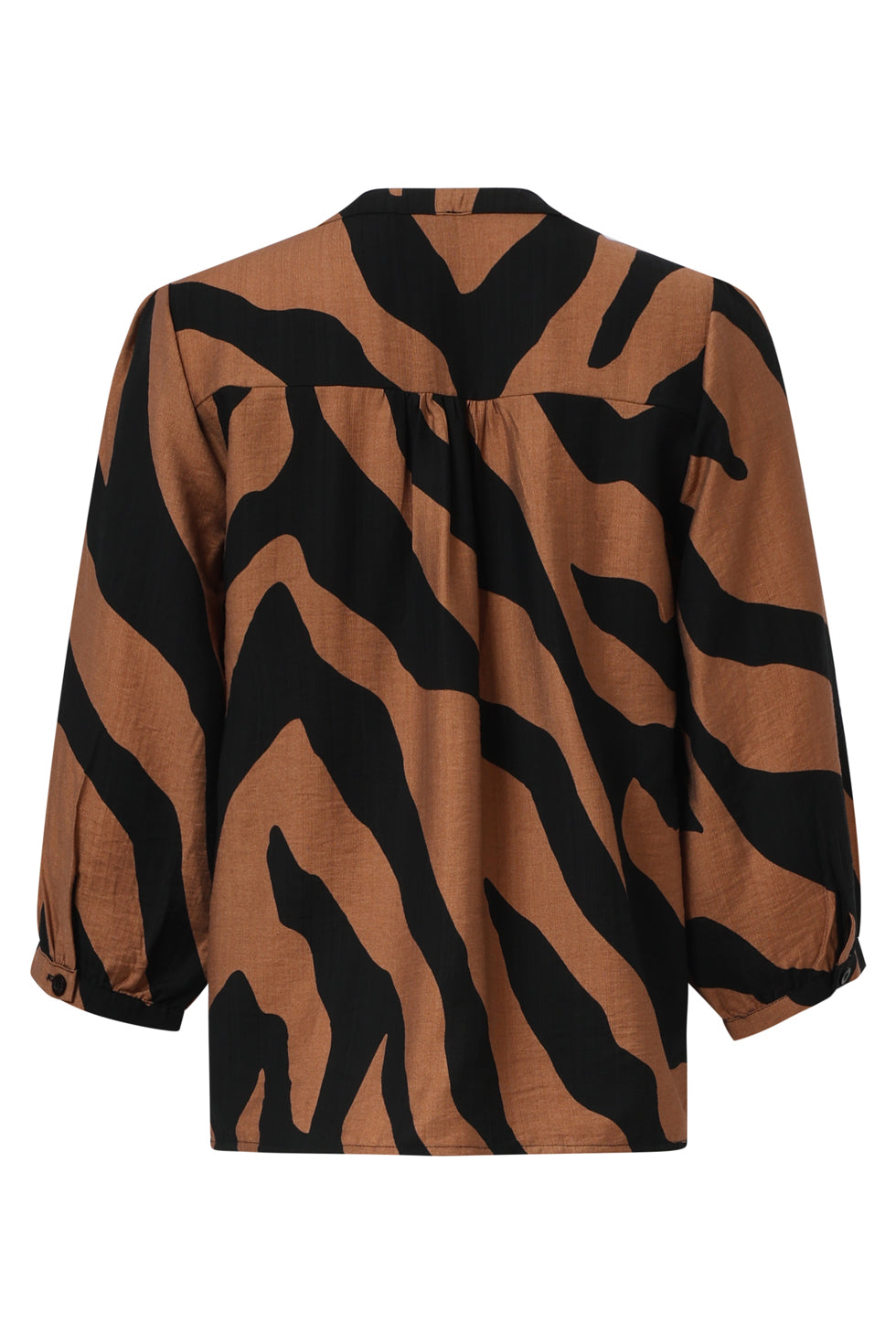25558 Bruin En Zwart Dierenprint Top Met V-Hals | Brown - Black
