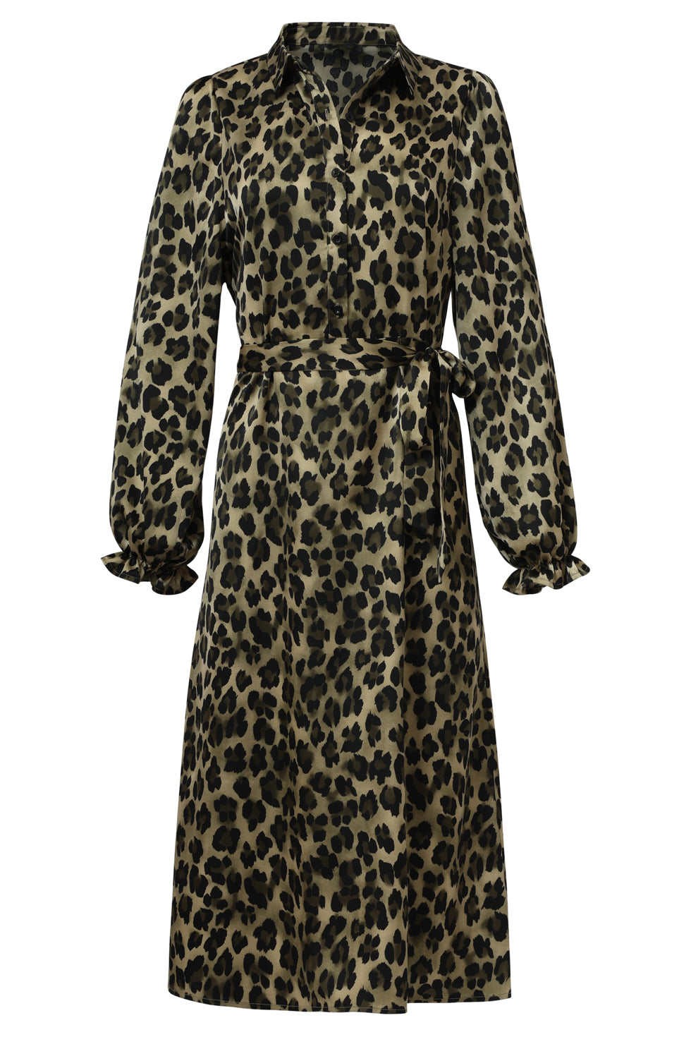 25559 Midi Shirtjurk met Luipaardprint in Army en Zwart | Army - Black