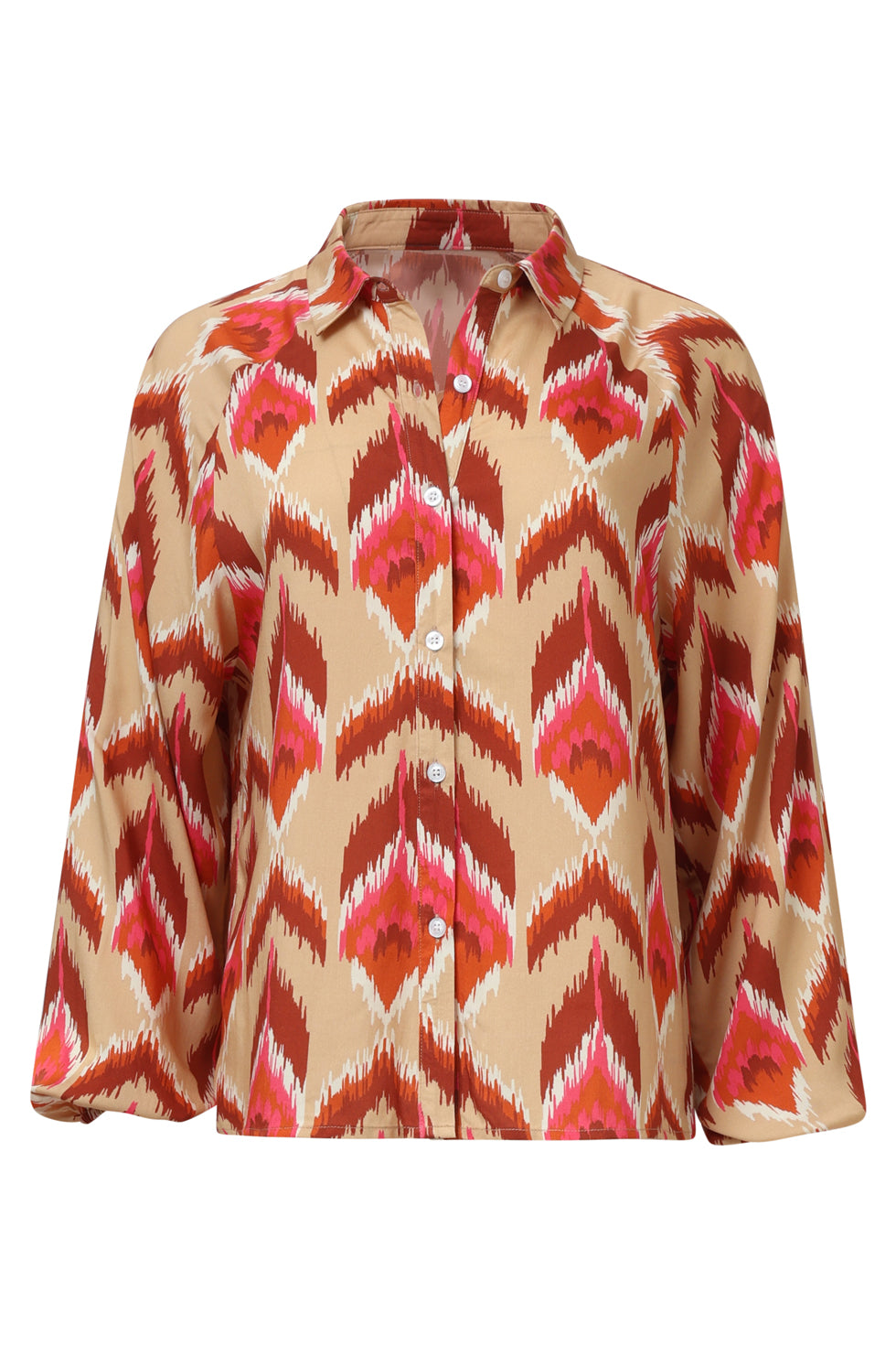 25571 Aztec PrInt Blouse in Warmroze En Camel | Camel - Muticolour