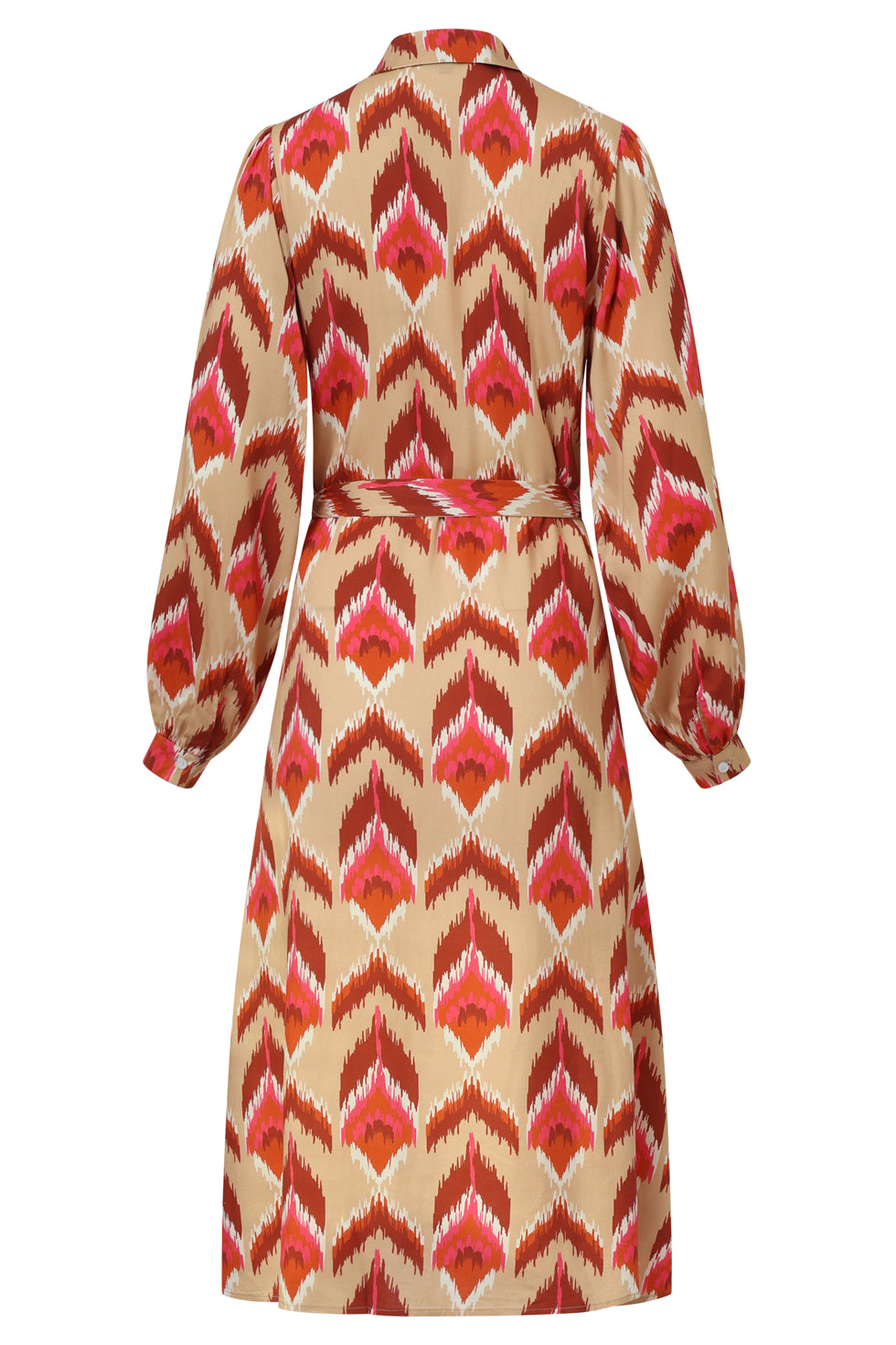 25572 Aztec Midi Jurk In Warmroze En Camel | Camel - Muticolour