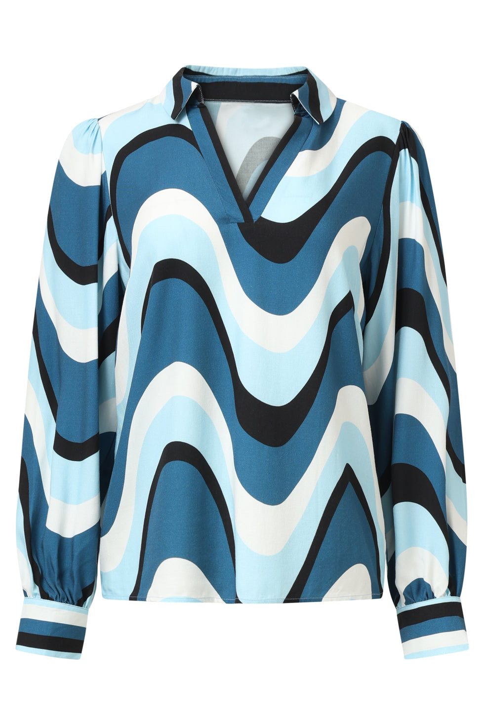 25575 GolvEnde PrInt Top in Zwart en Blauw | Light Blue - Muticolour