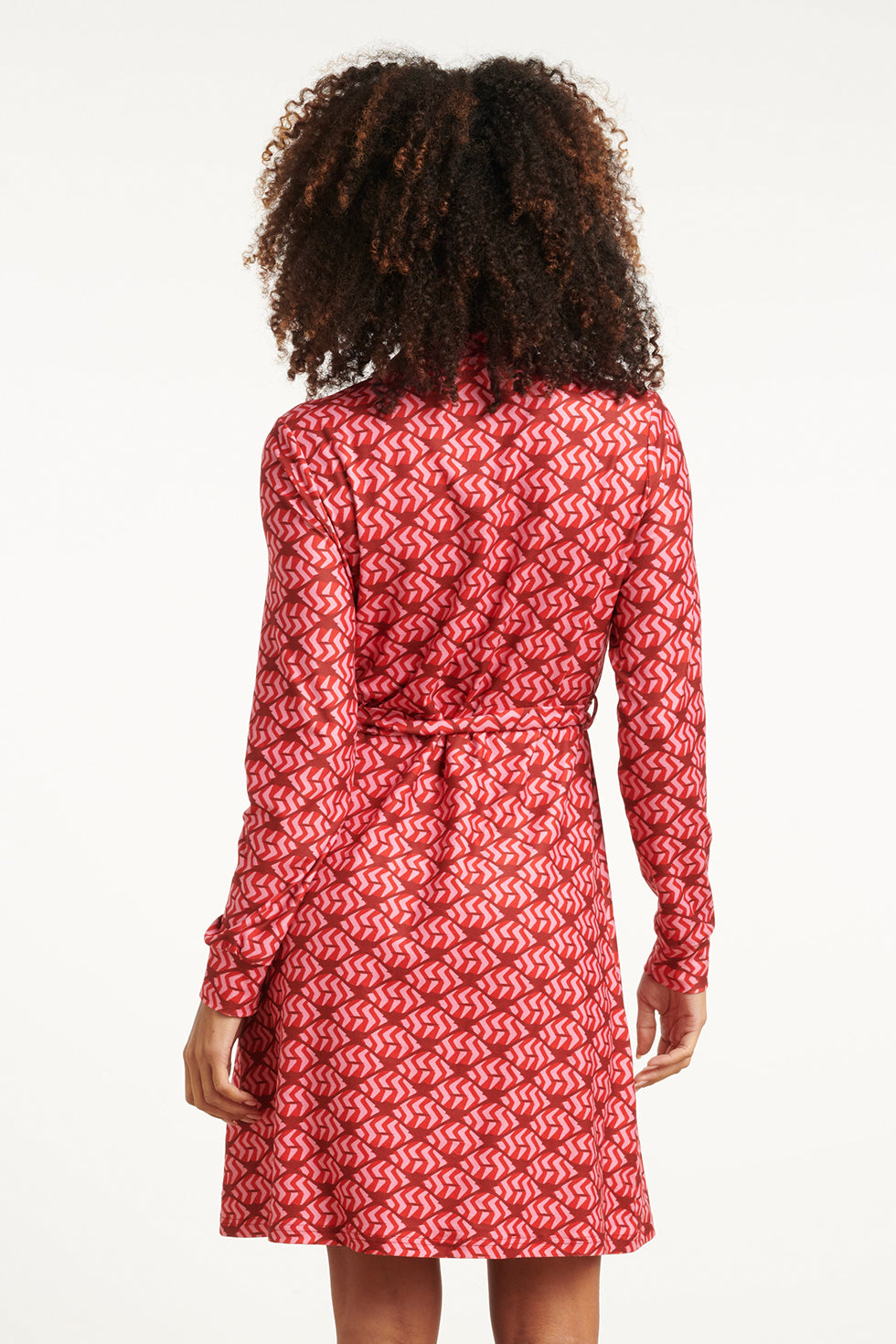 25590 Stretchstof LippEnprInt Jurk in Rood en Roze | Red - Pink