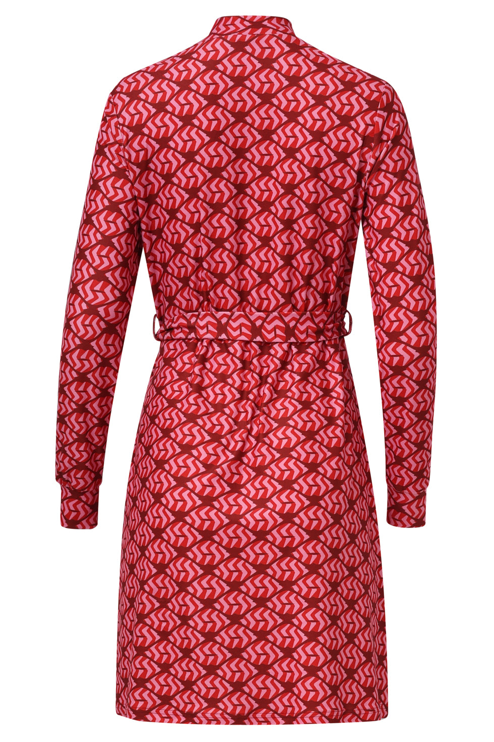 25590 Stretchstof LippEnprInt Jurk in Rood en Roze | Red - Pink