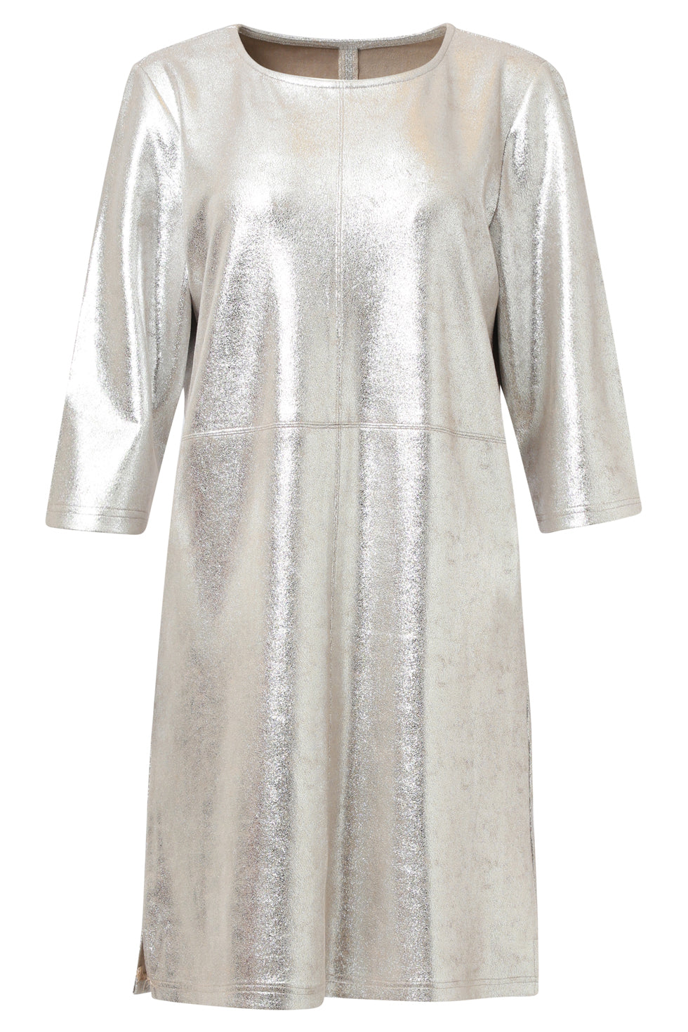 25601 Smashed Lemon Dameslosvallende Metallic Jurk | Silver