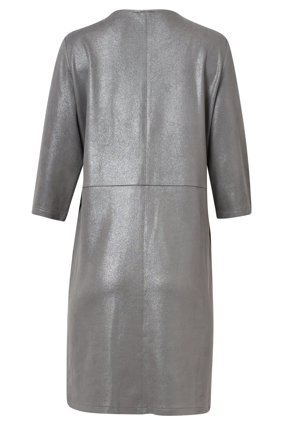 25601 Smashed Lemon Dameslosvallende Metallic Jurk | Silver Grey