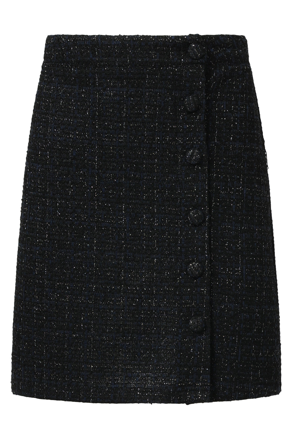 25602 Uitlopende Damesrok Met Ruittextuur In Navy | Navy