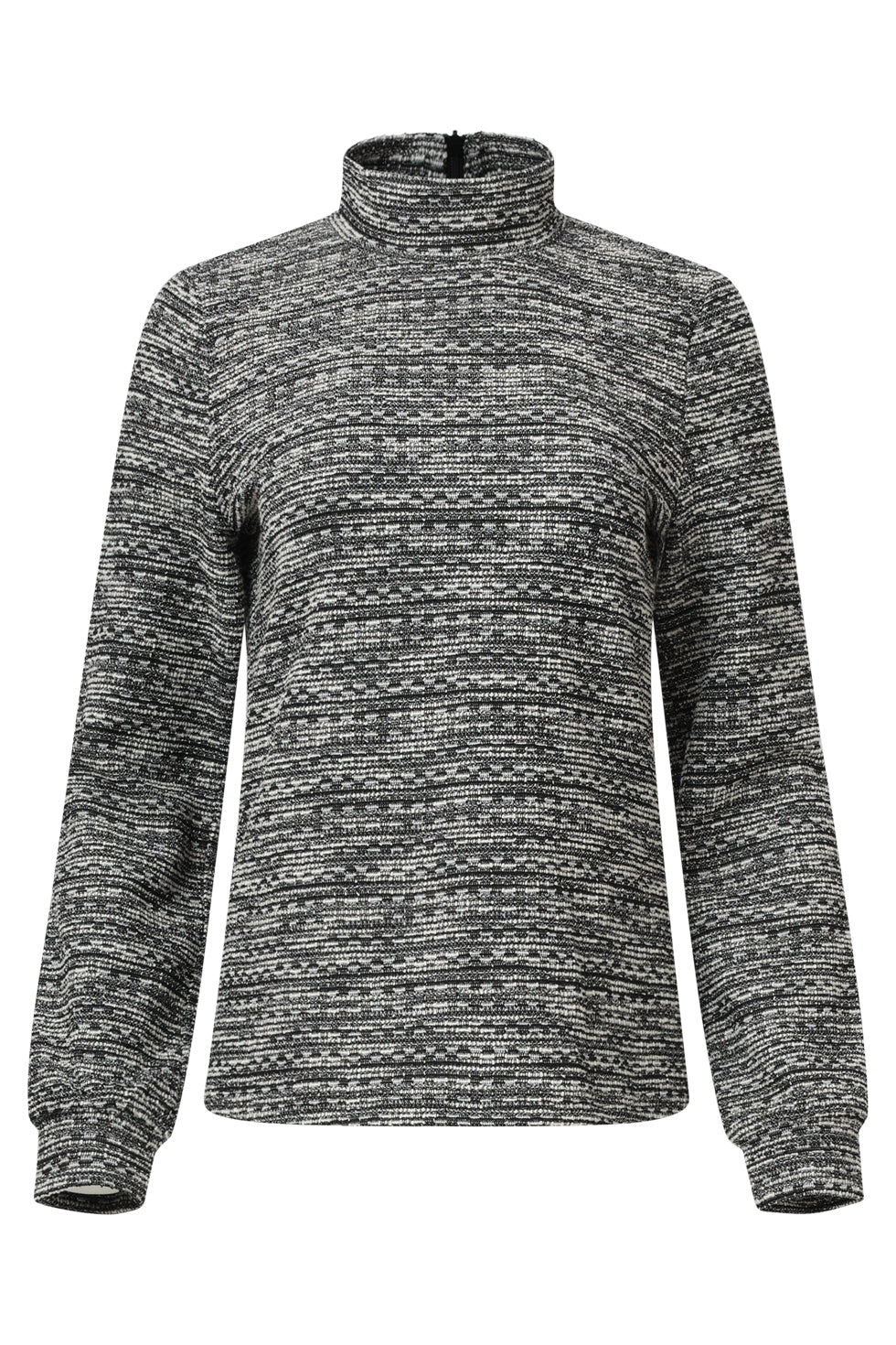 25607 Zwart En Wit Top Met Tweedachtige Stof | Black White