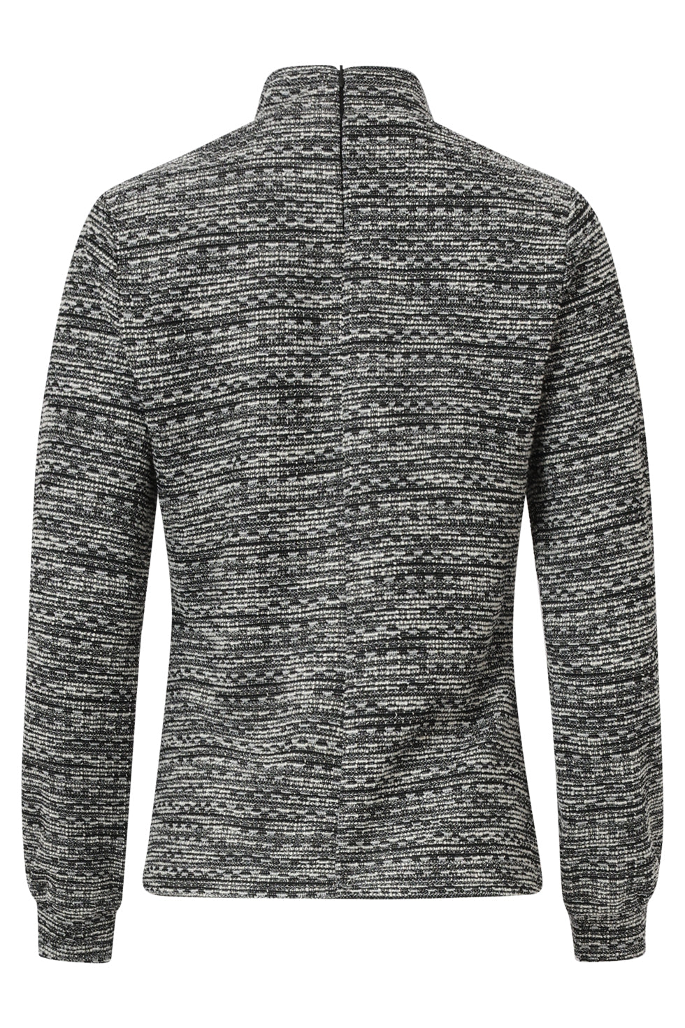 25607 Zwart En Wit Top Met Tweedachtige Stof | Black White