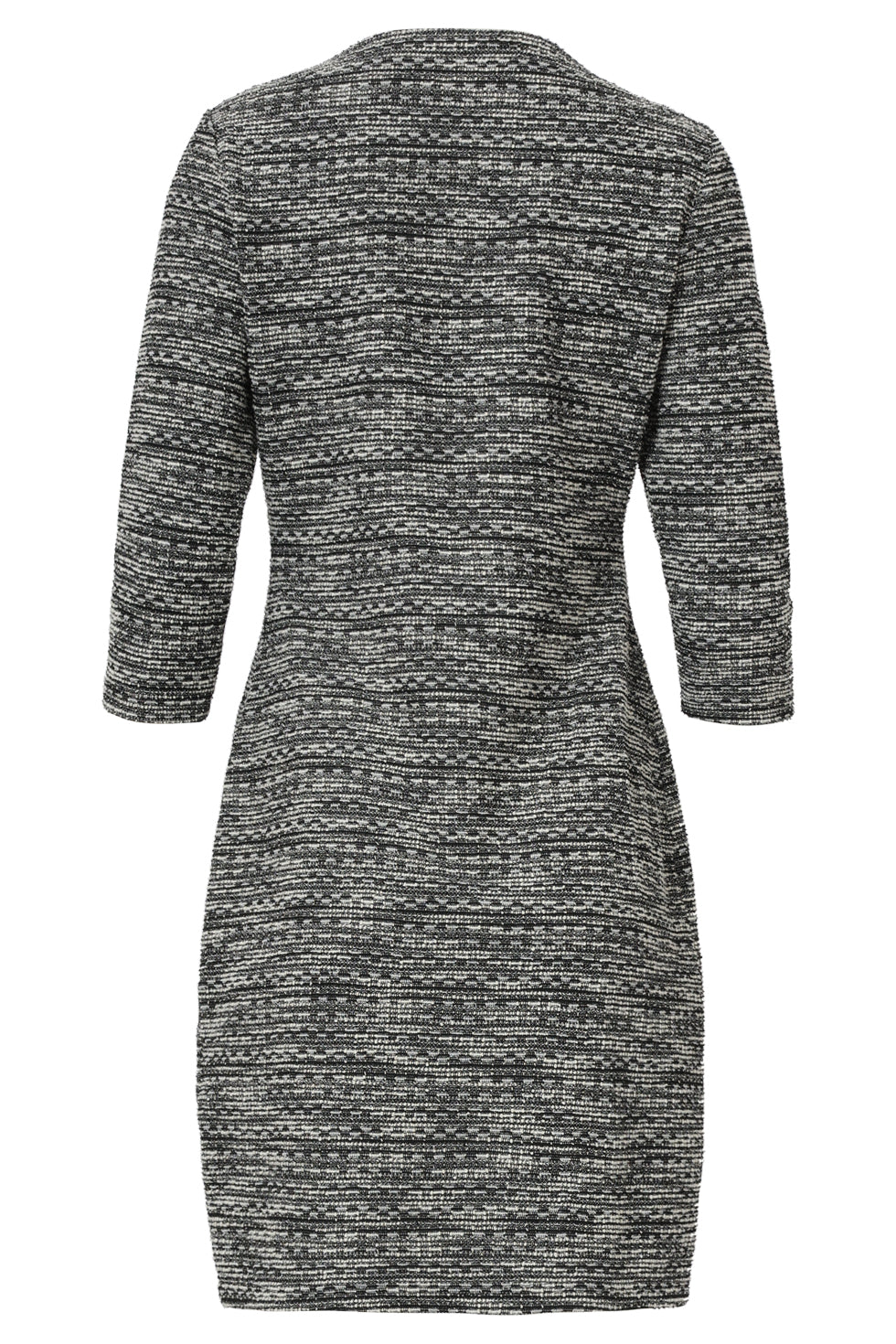 25608 Zwart Wit Tweed Jurk | Black White