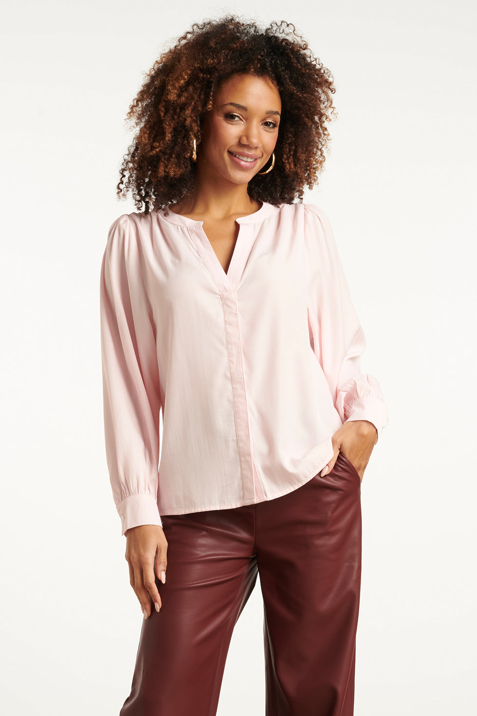 25611 Smashed Lemon Dameslosvallende Korte Top | Baby Pink