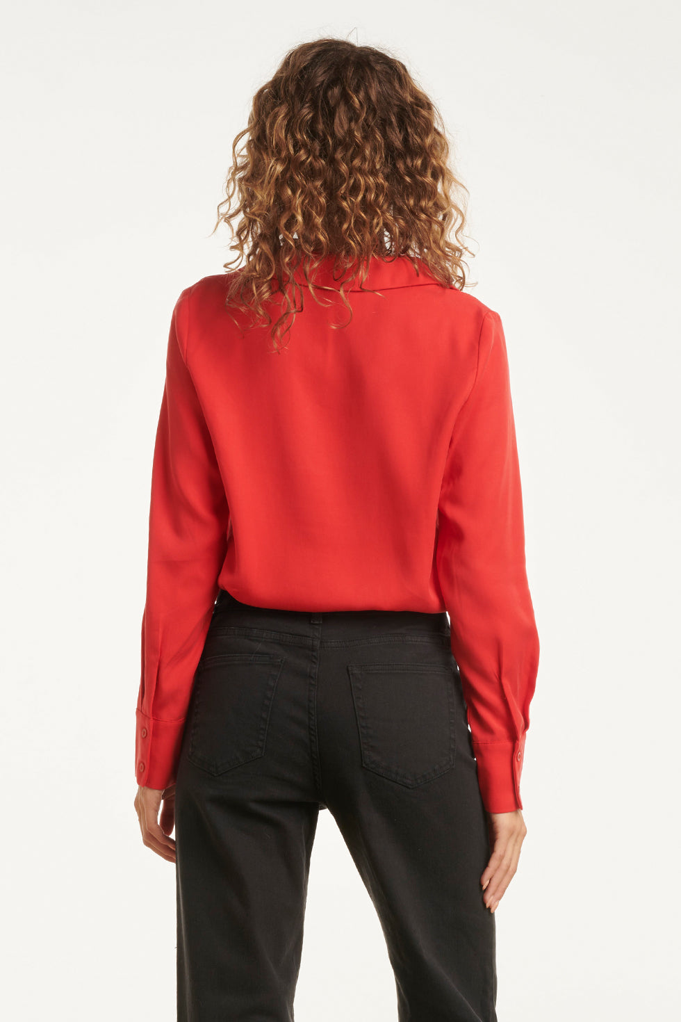 25613 Smashed Lemon Doorknoopshirt met V Hals & Kraag | Red