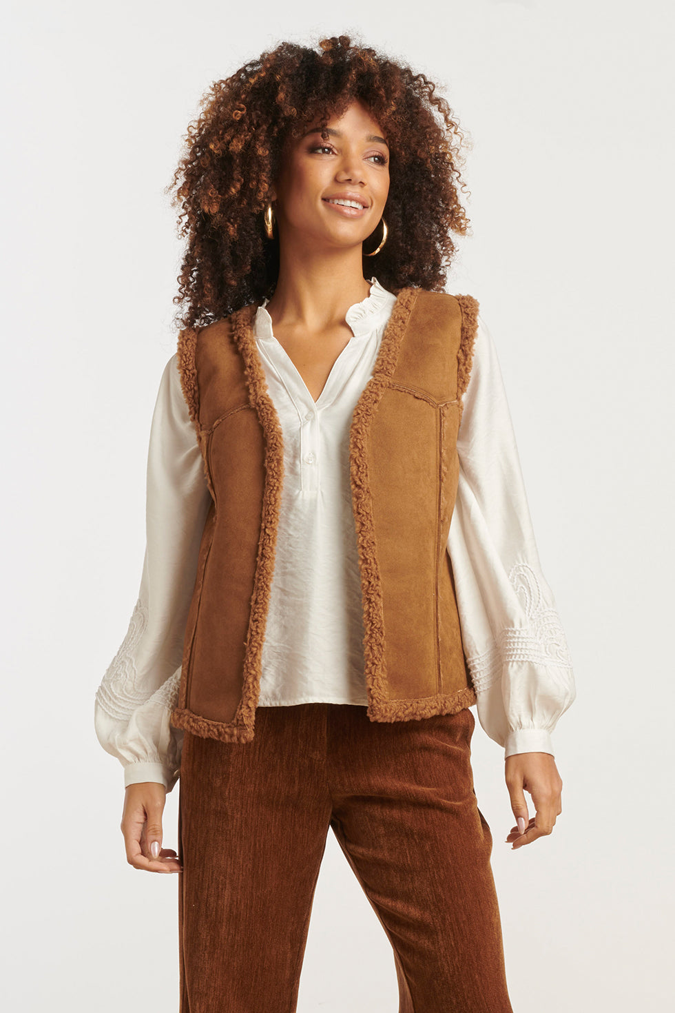 25619 Dameslammy Gilet | Cognac