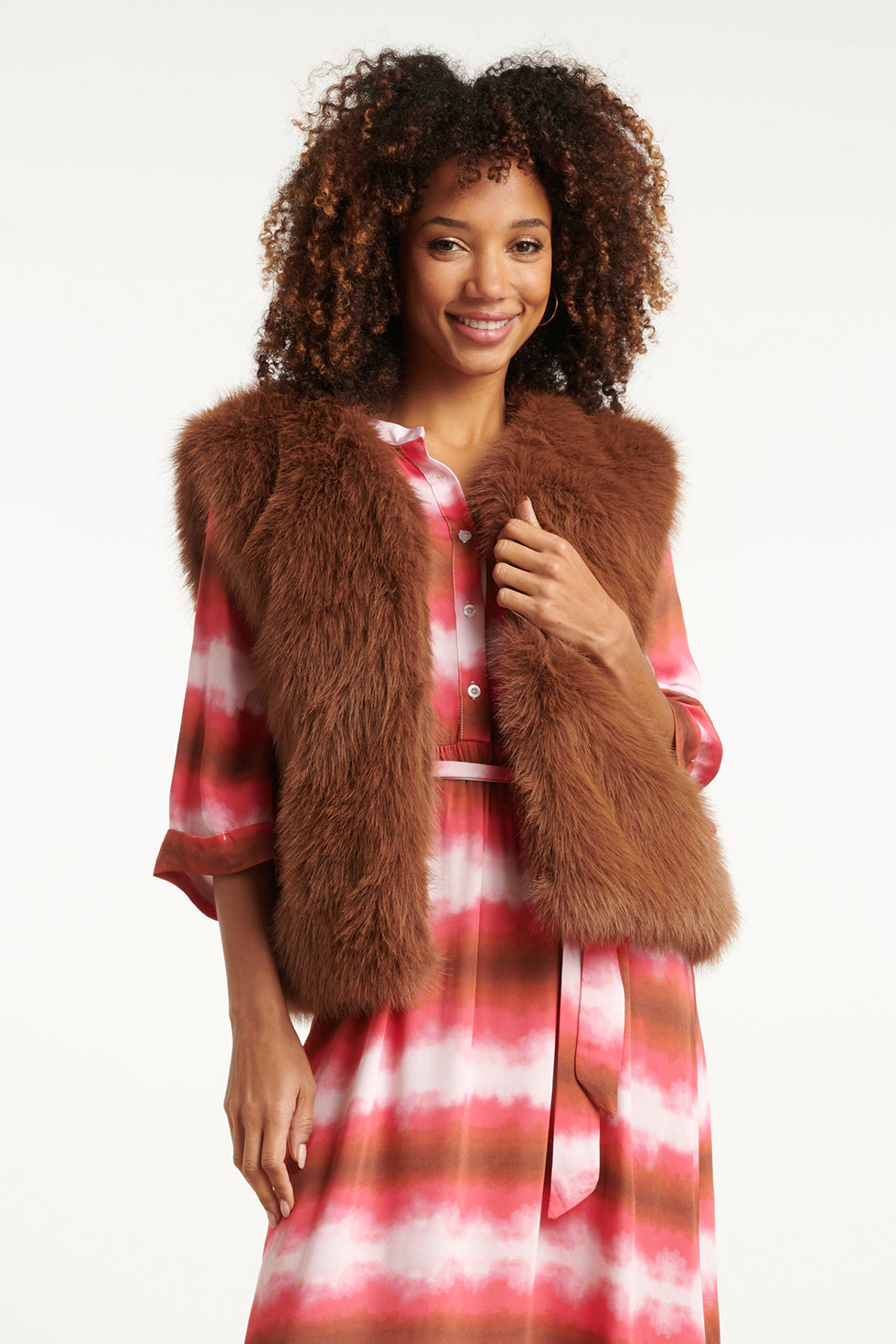 25621 Bruin Faux Fur Gilet | Brown