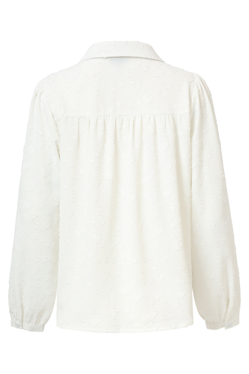 25623 Smashed Lemon Damesblouse met Hartjesmotief Lange Pofmouwen | White