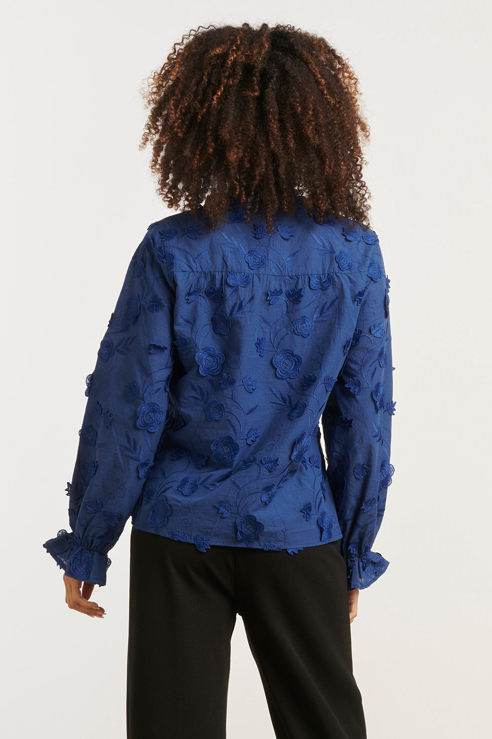 25624 Smashed Lemon Dames3d Bloemenprint Top met V Hals | Navy