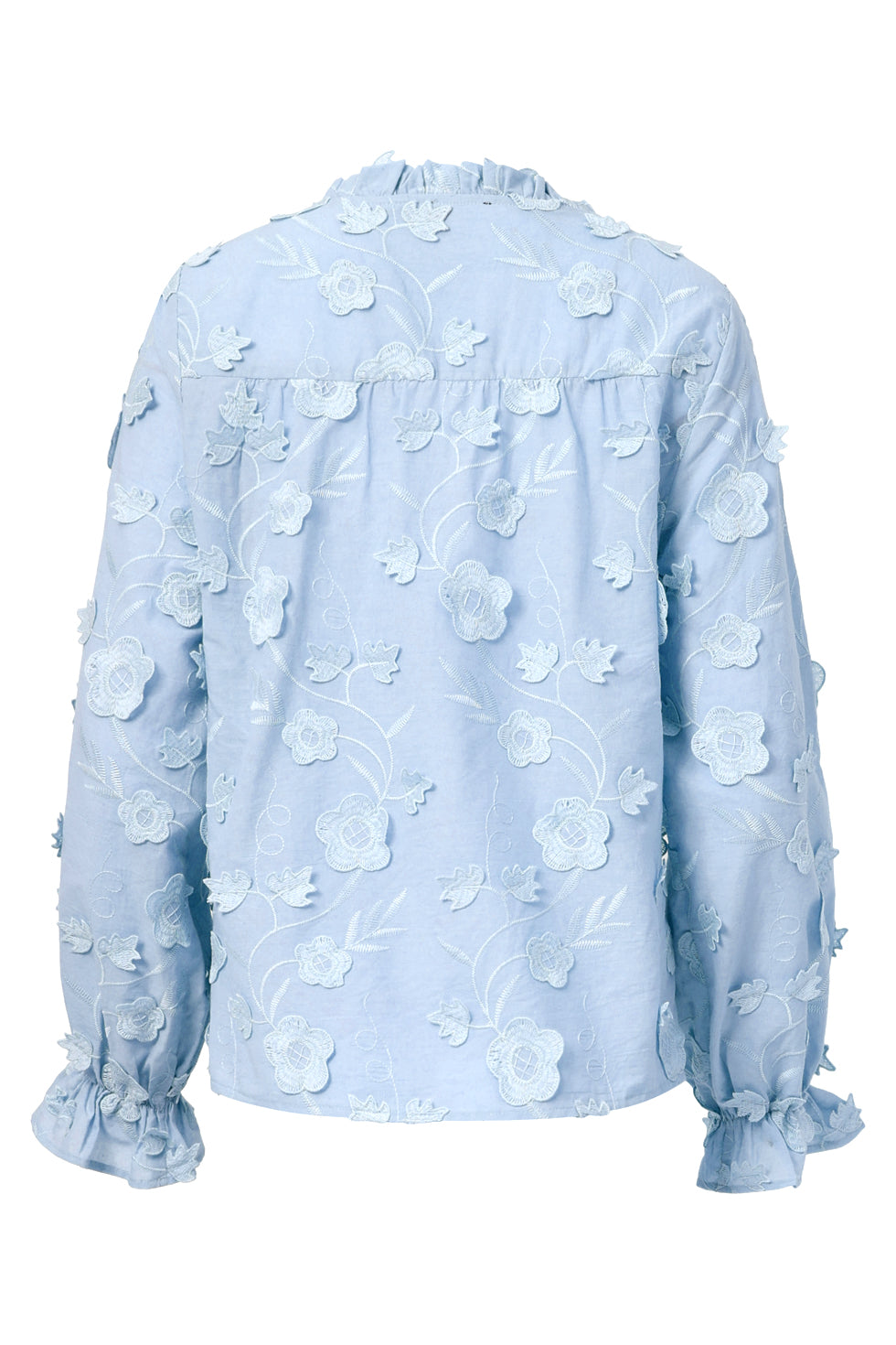 25624 Smashed Lemon Dames3d Bloemenprint Top met V Hals | Light Blue