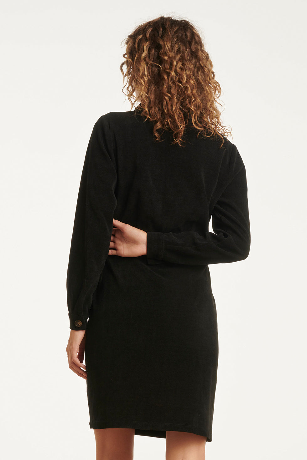 25625 Damescorduroy Overhemdjurk | Black