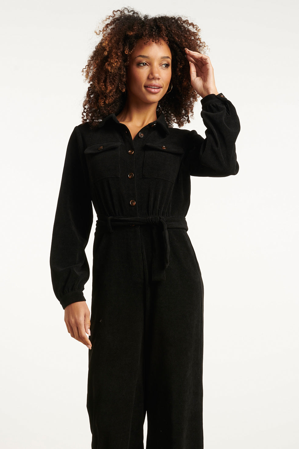 25627 Smashed Lemon Corduroy Jumpsuit | Black