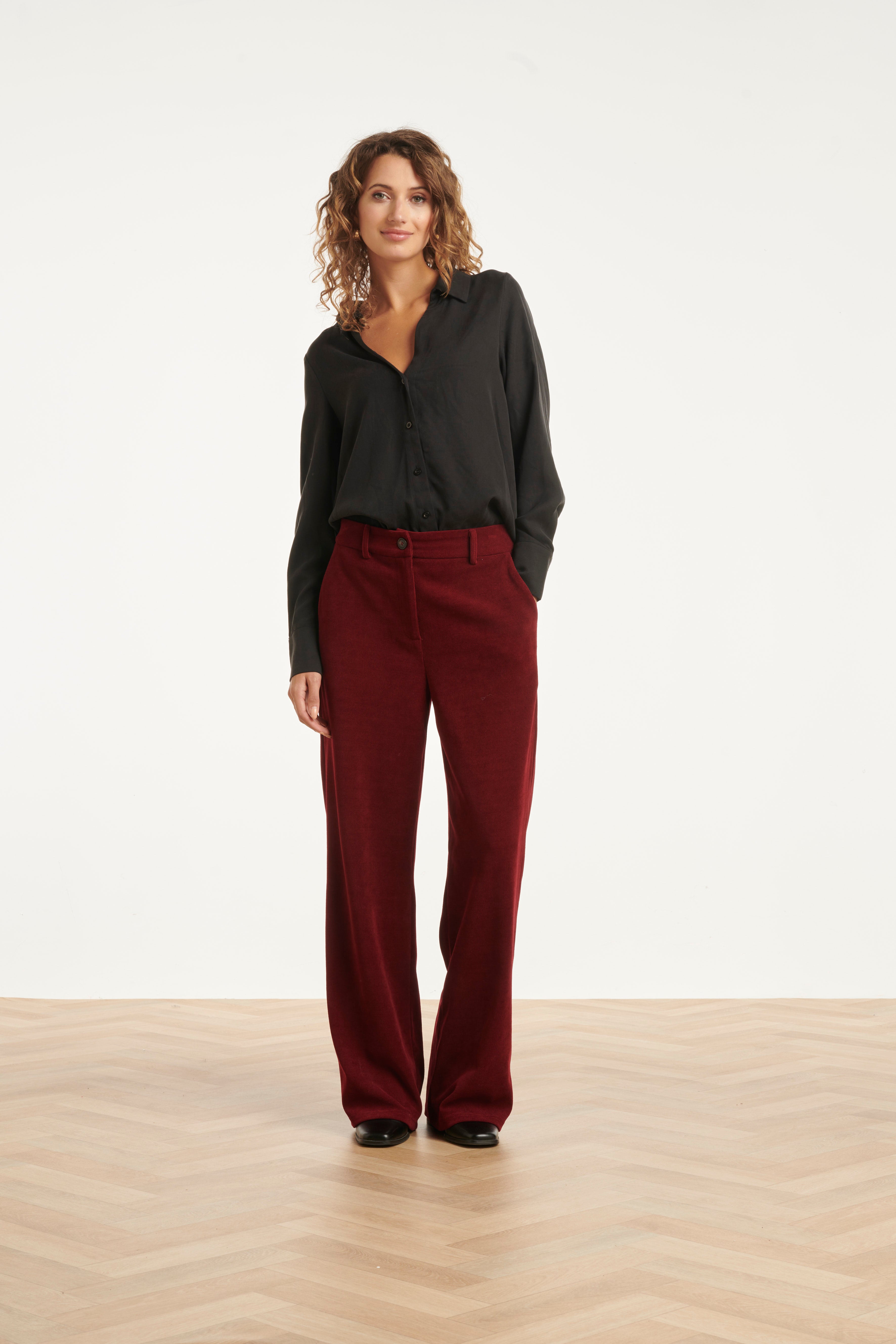 25628 Smashed Lemon Damescorduroy Broek | Bordeaux