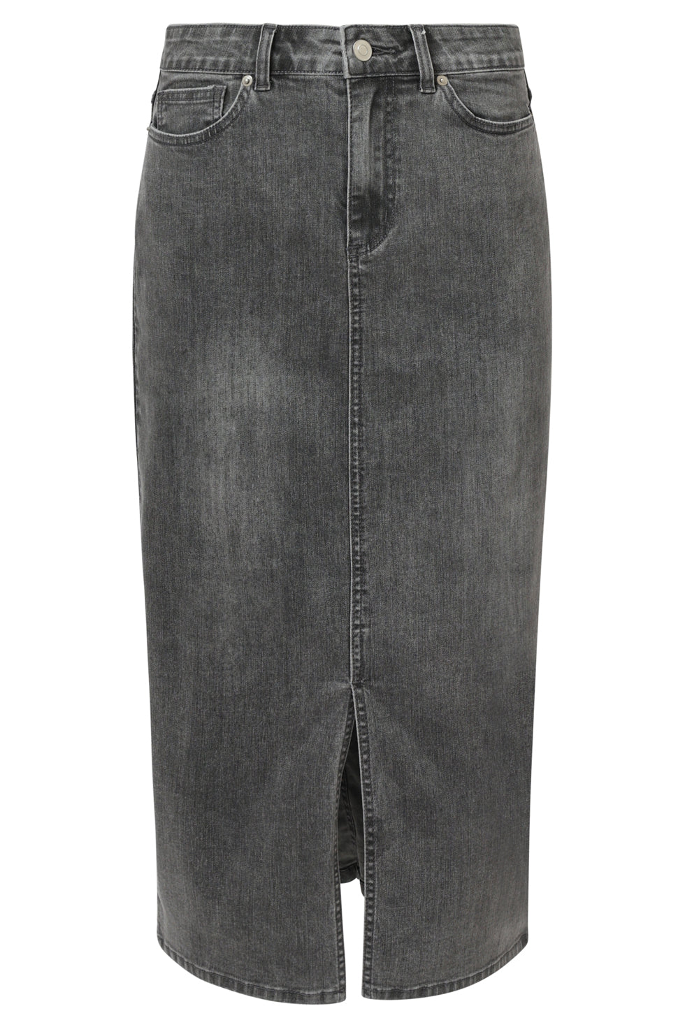 25632 Damesmidi Rok | Grey Denim