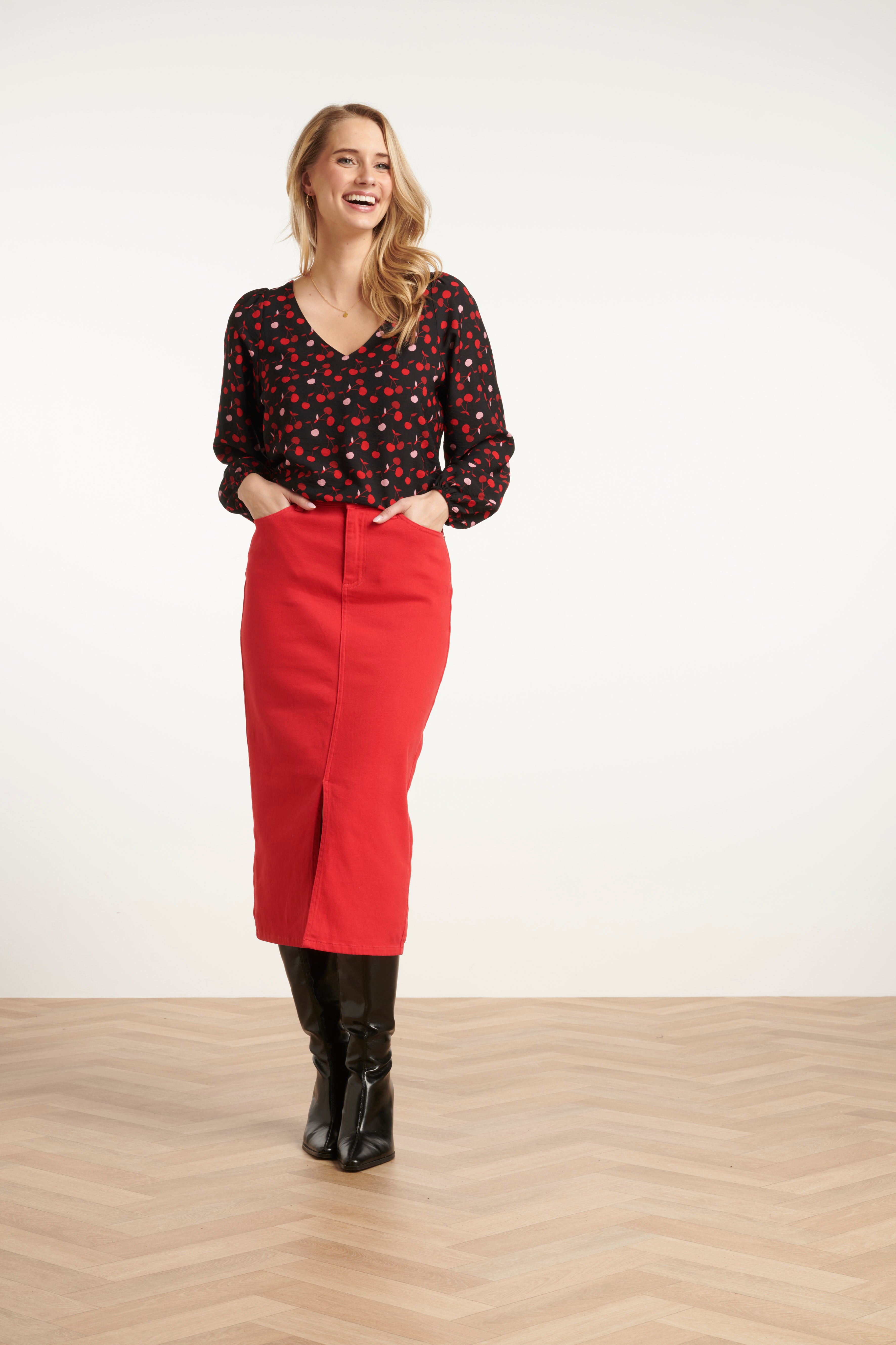 25632 Damesmidi Rok | Red
