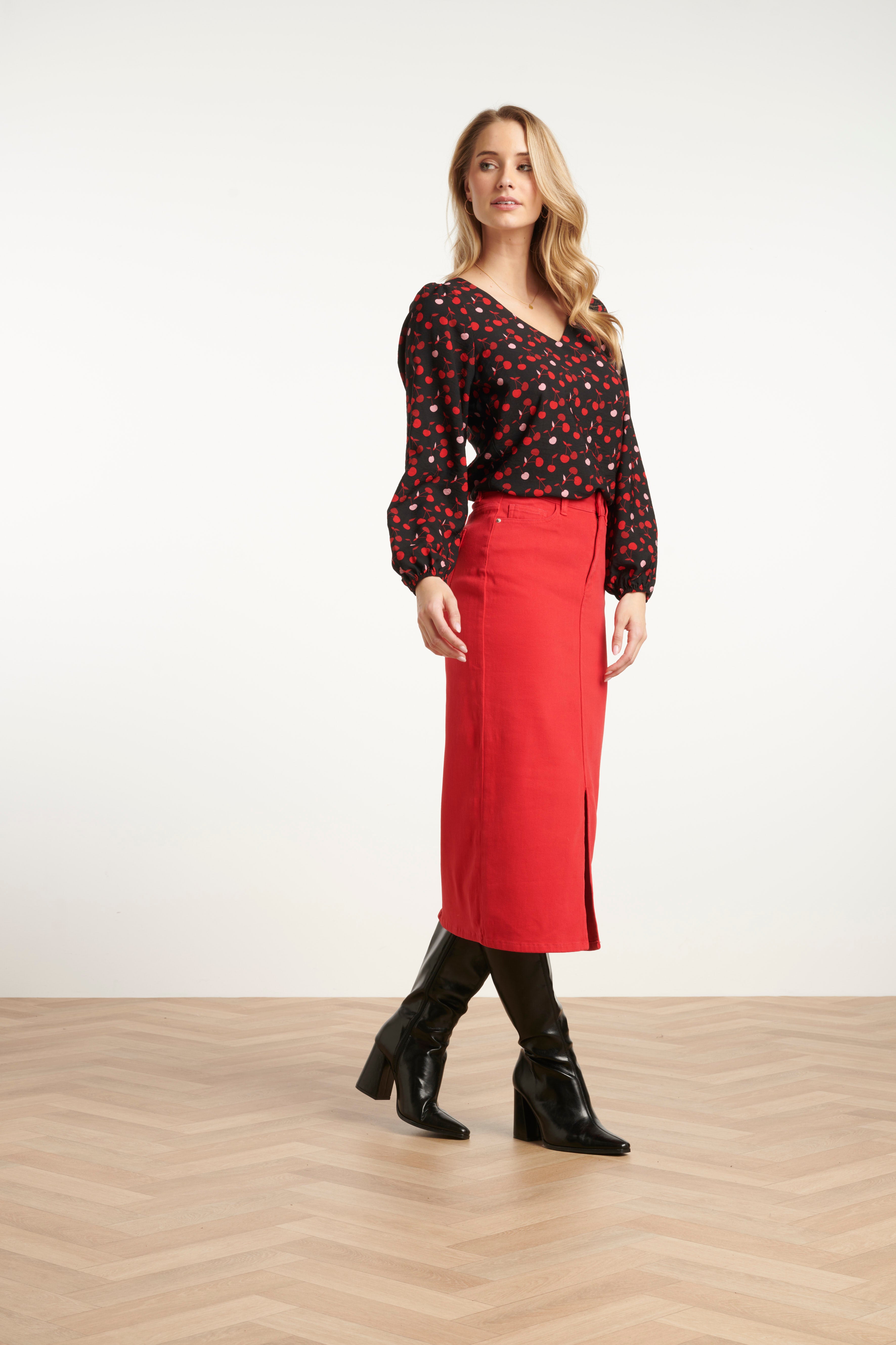 25632 Damesmidi Rok | Red