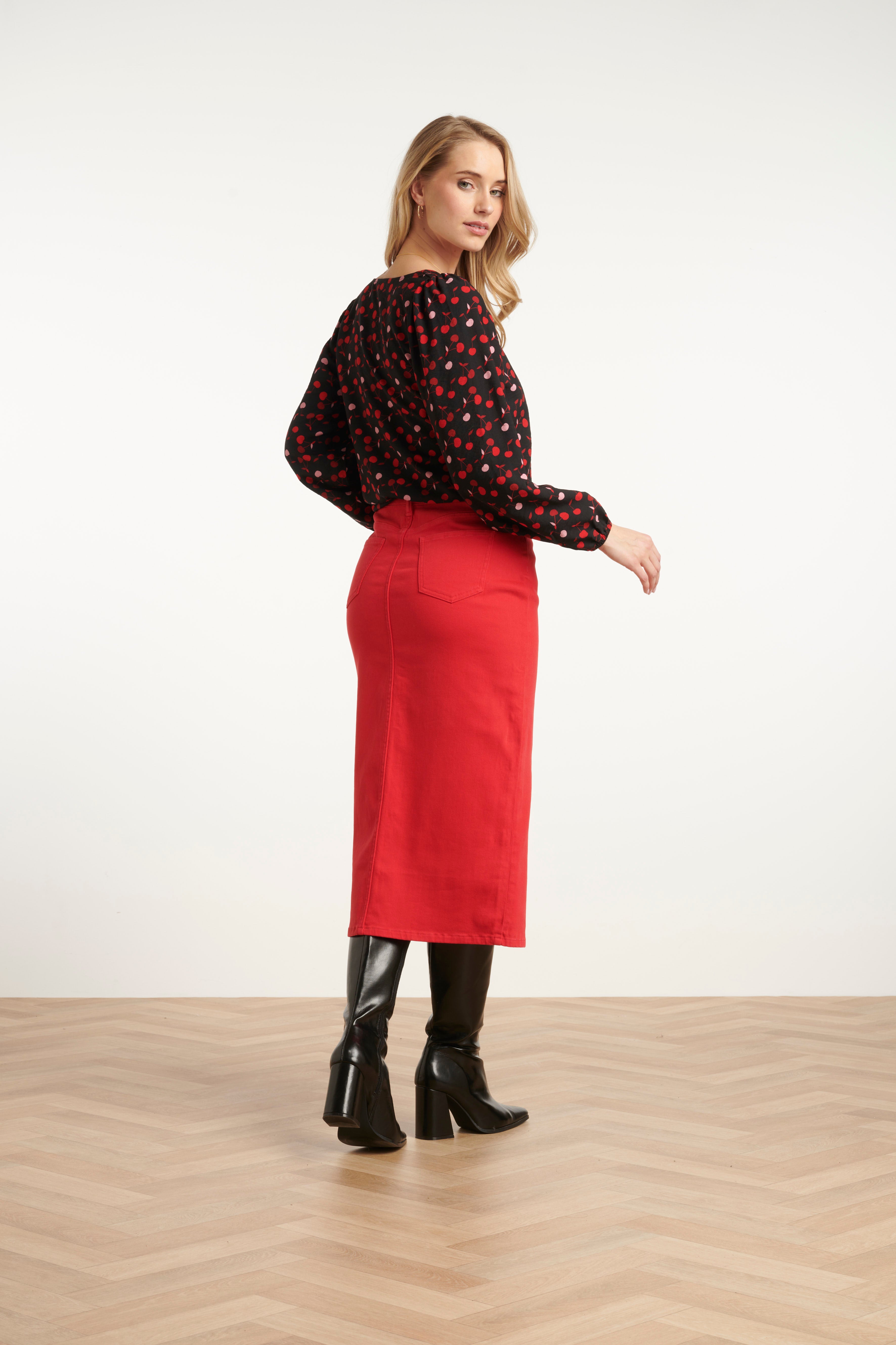 25632 Damesmidi Rok | Red