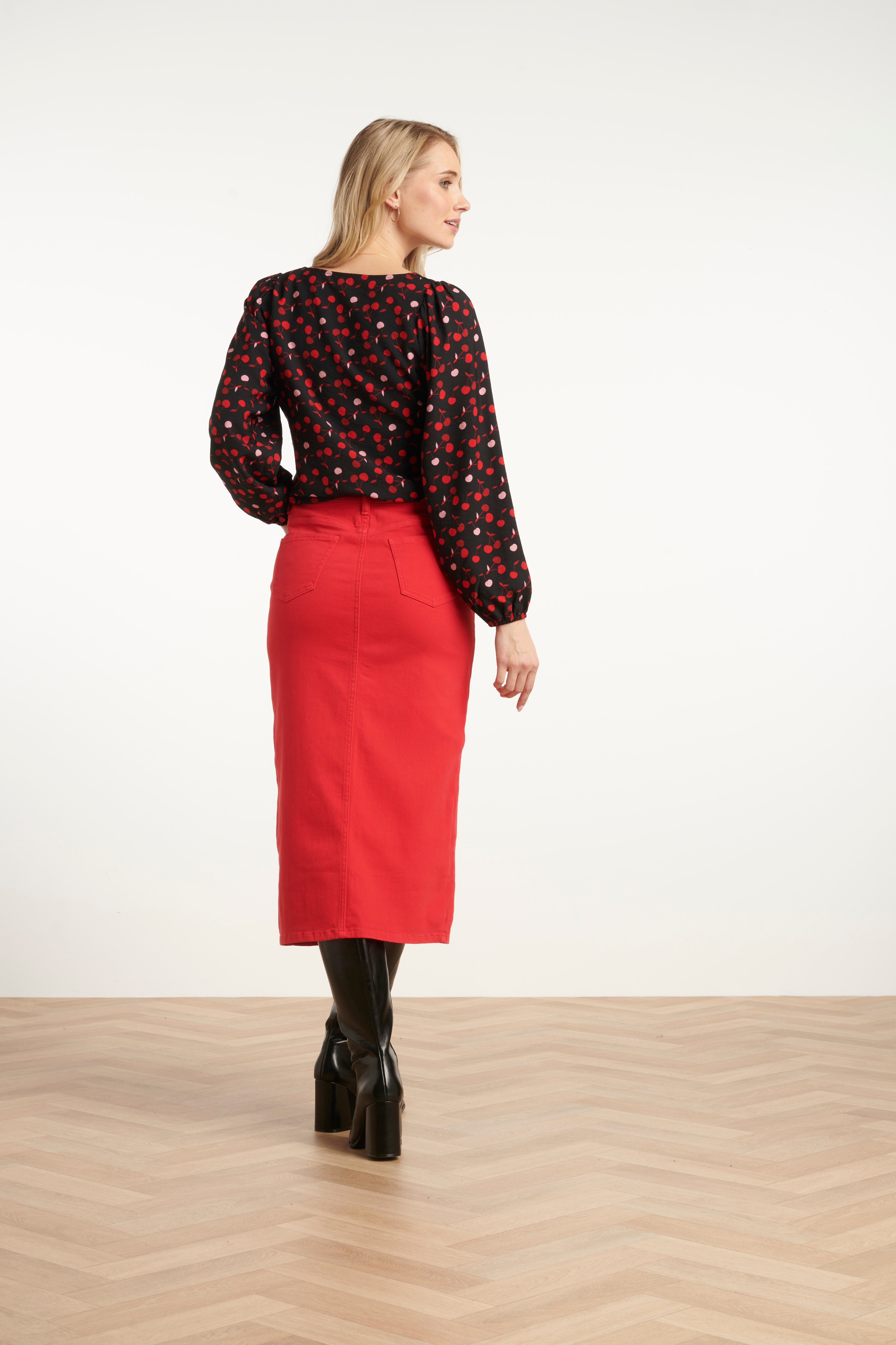 25632 Damesmidi Rok | Red