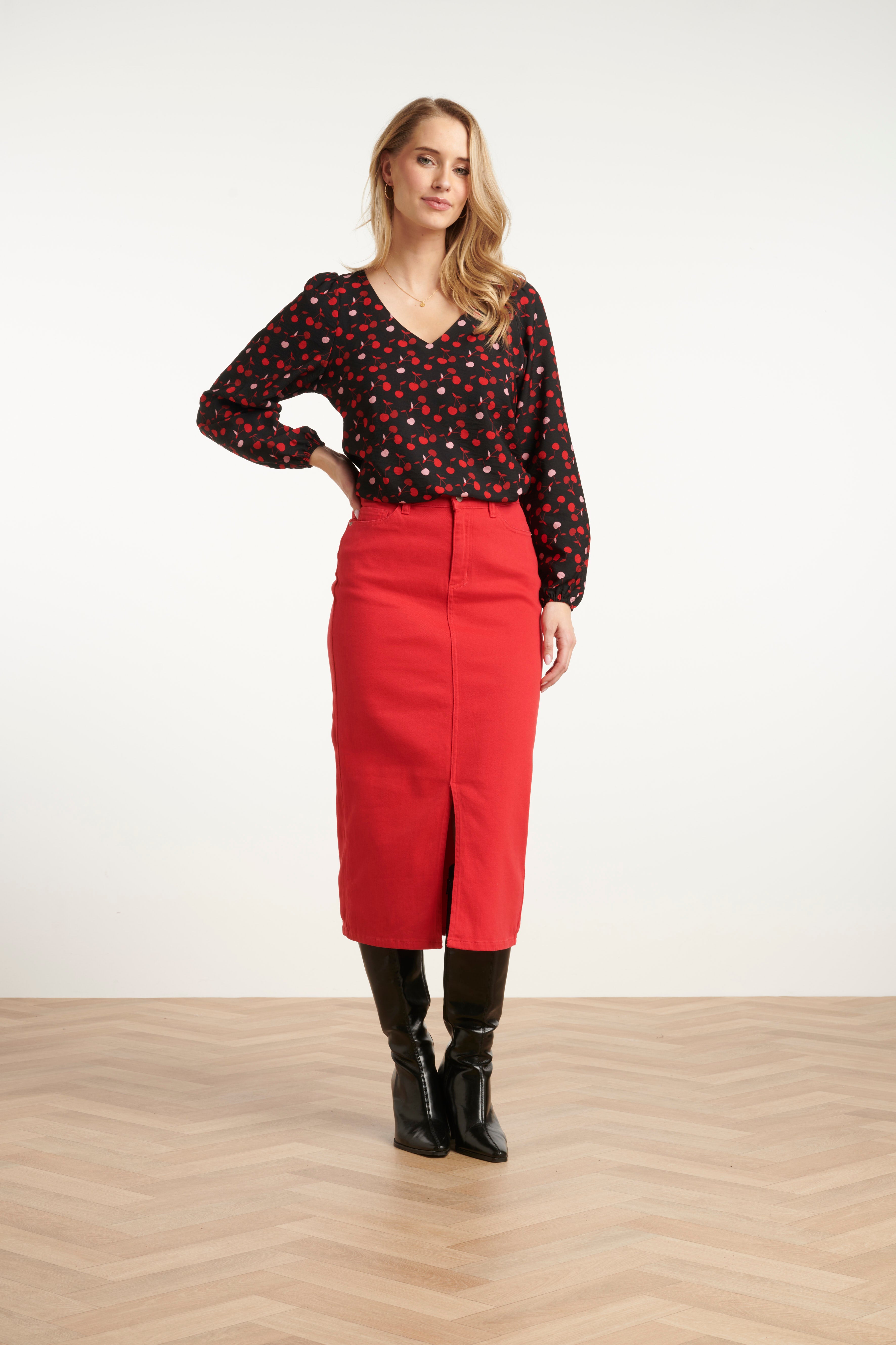 25632 Damesmidi Rok | Red