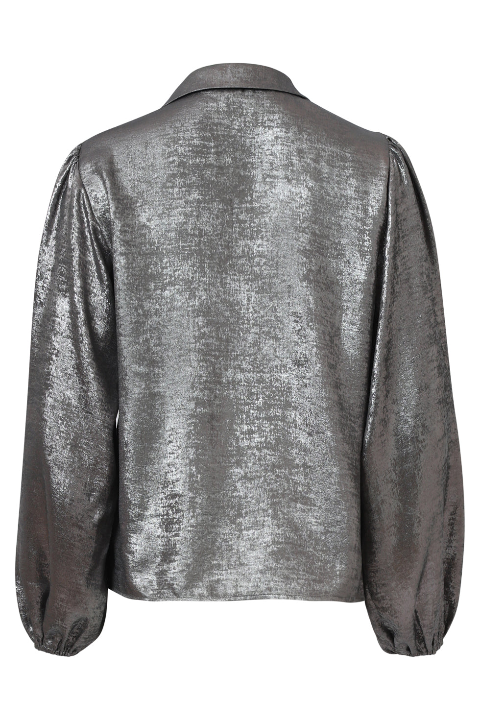 25633 Smashed Lemon Damesglanzende Top met Trendy Losvallende P... | Silver Grey