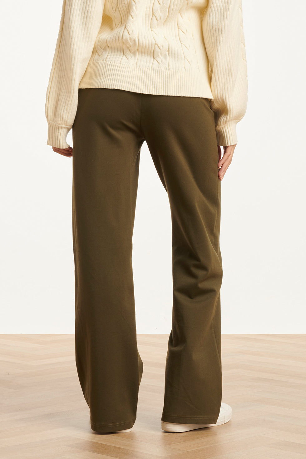 25636 Smashed Lemon Damesstretch Charcoal Broek met Wijde Pijpen | Army