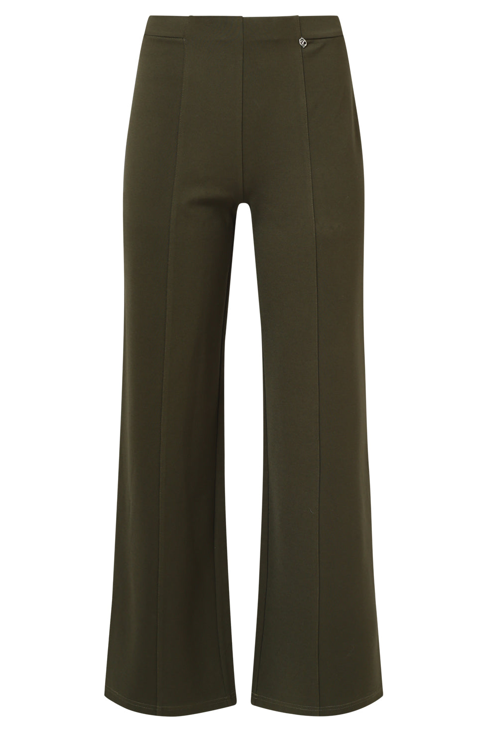 25636 Smashed Lemon Damesstretch Charcoal Broek met Wijde Pijpen | Army