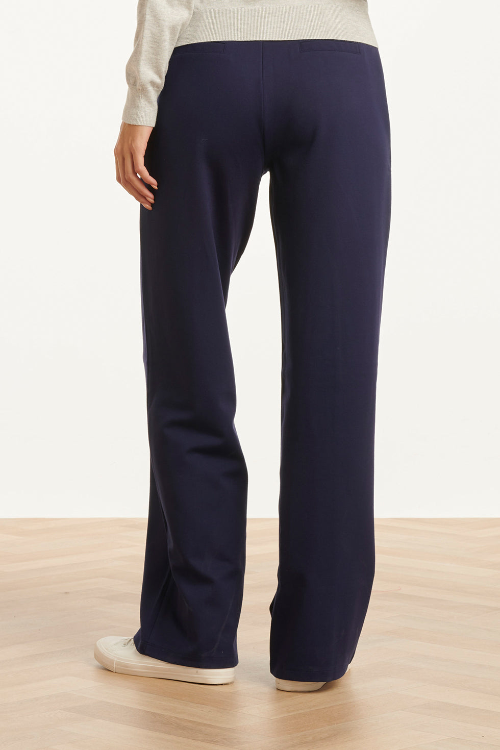 25636 Smashed Lemon Damesstretch Charcoal Broek met Wijde Pijpen | Navy
