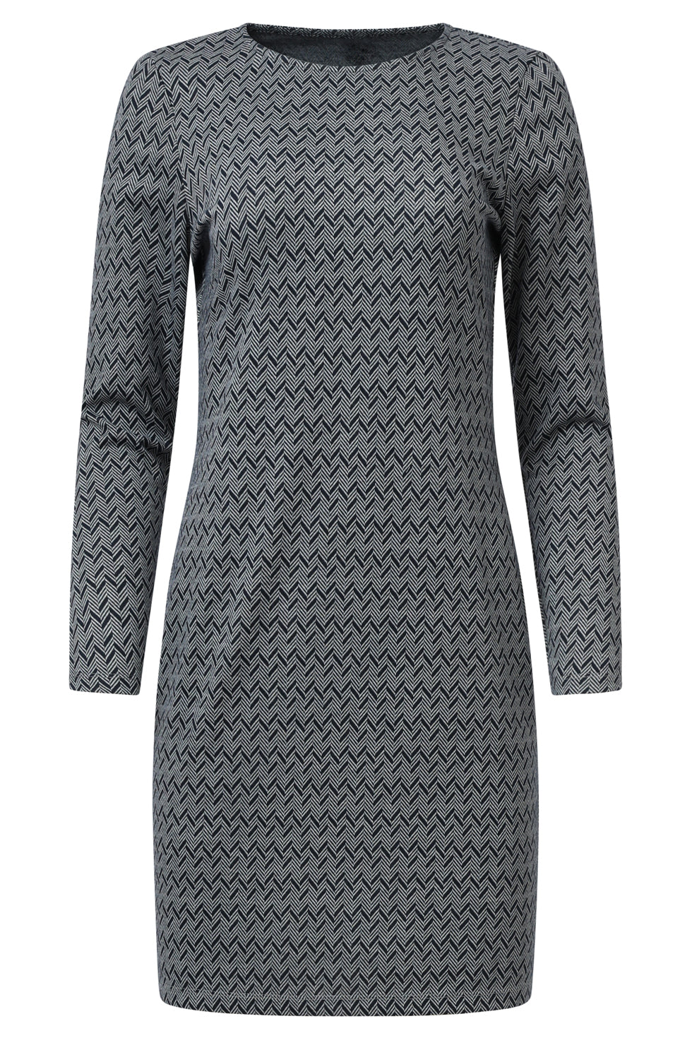 25641 Navy En Witte Geometrische Jurk | Black White