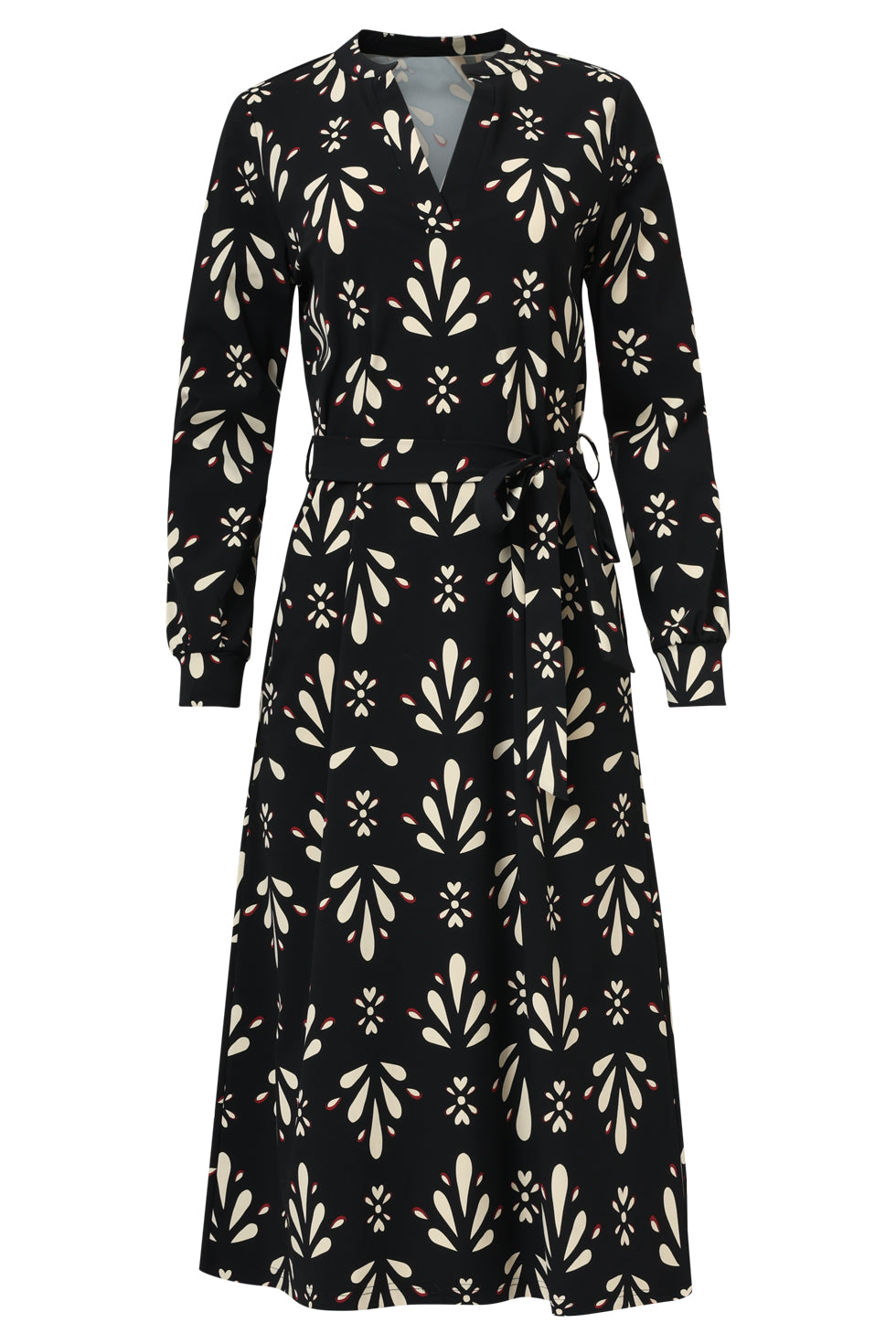 25656 OrnamEntal Geprint Zwart en Wit Travel Jurk | Black - Off White