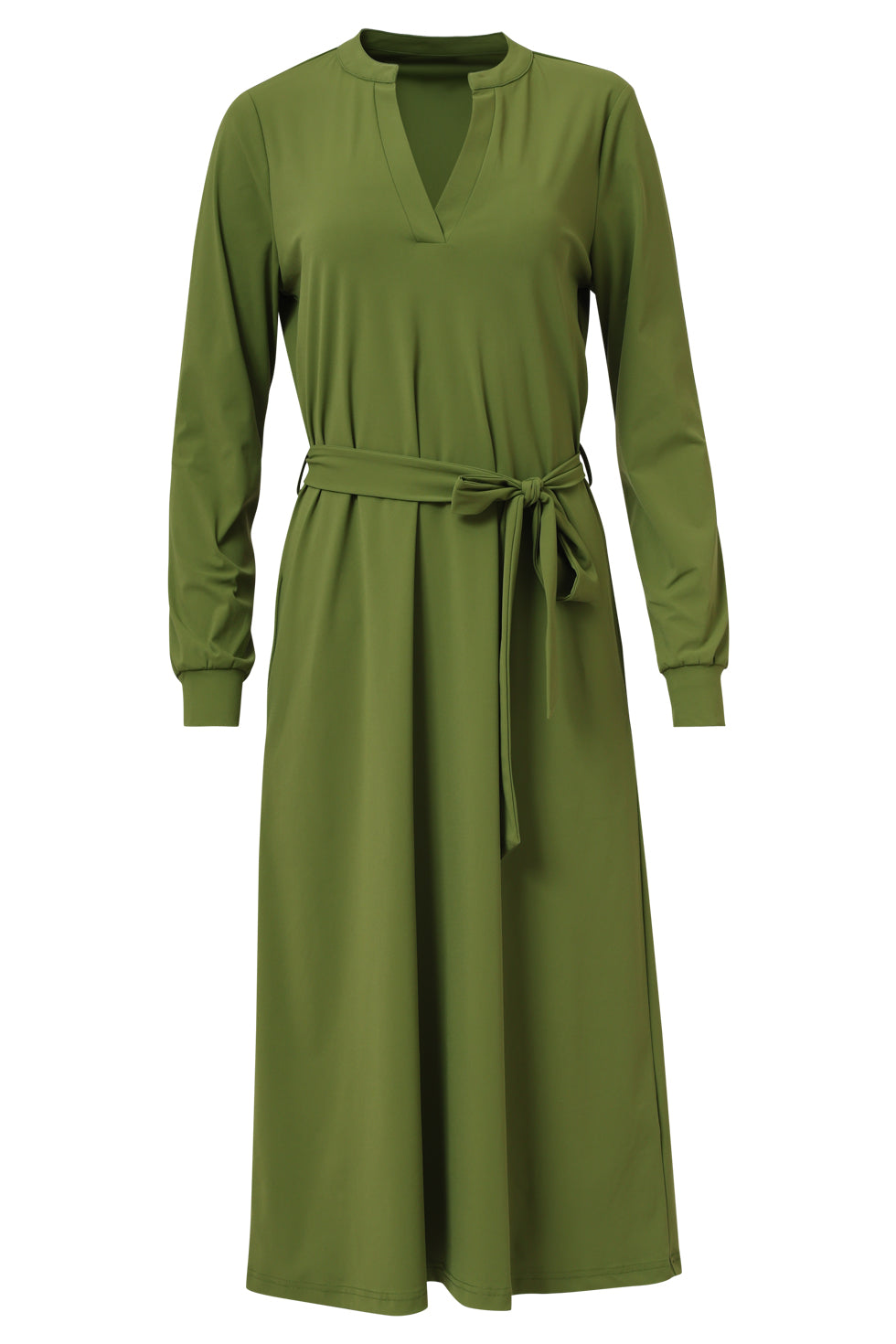 25657 Damesarmygroene Travelkwaliteit Midi Jurk | Army