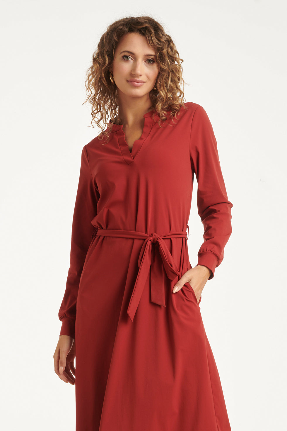 25657 Smashed Lemon Damesarmygroene Travelkwaliteit Midi Jurk | Bordeaux