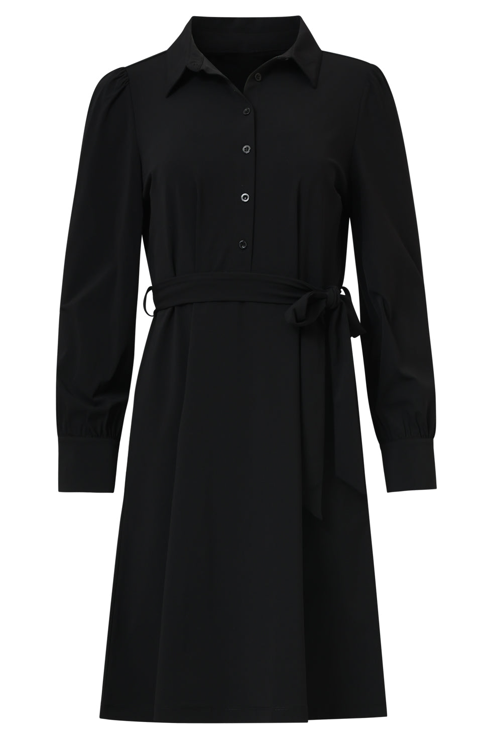 25660 Zwarte Uitlopende Jurk In Travelkwaliteit | Black