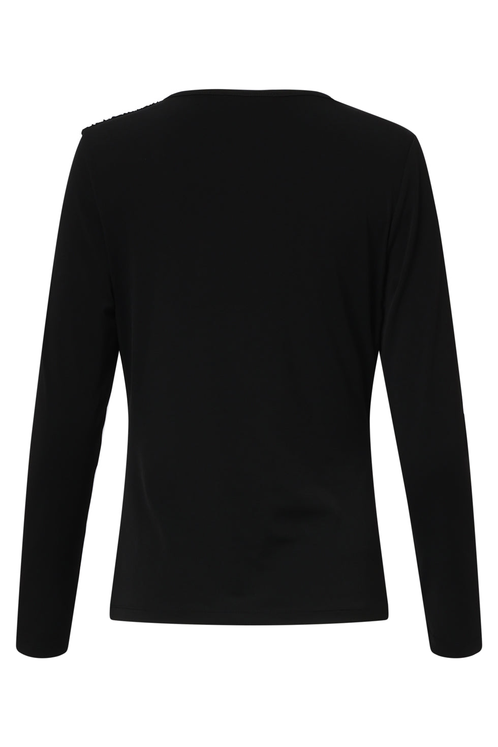 25669 Zwarte Getailleerde Top met Lange Mouwen en Asymmetrische Halslijn | Black