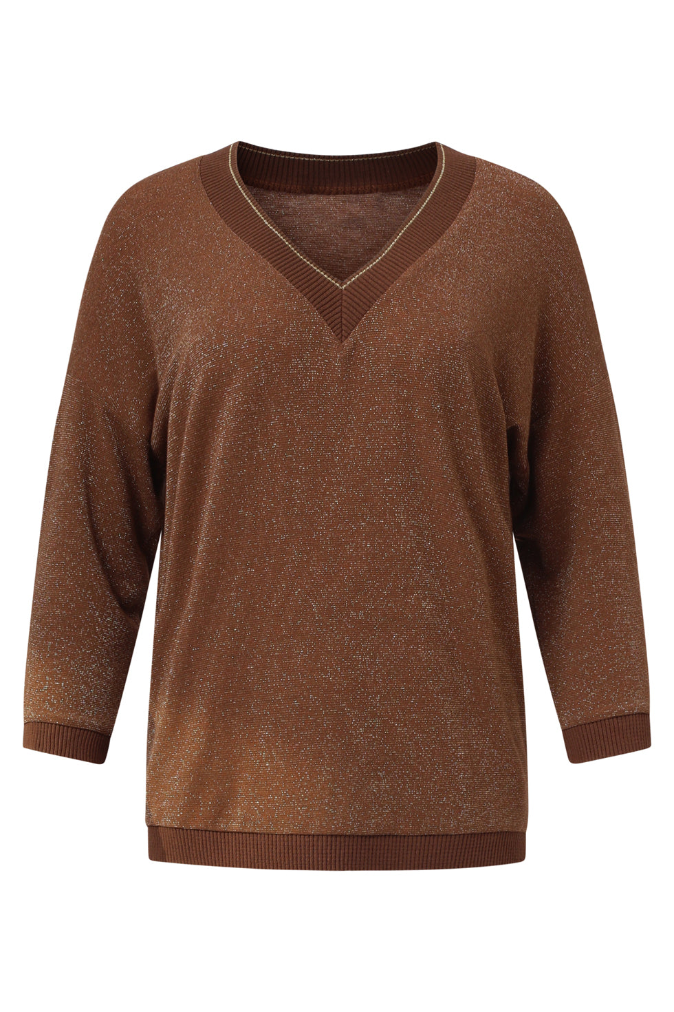 25670 Damesmet Lurex Losvallende Top | Brown