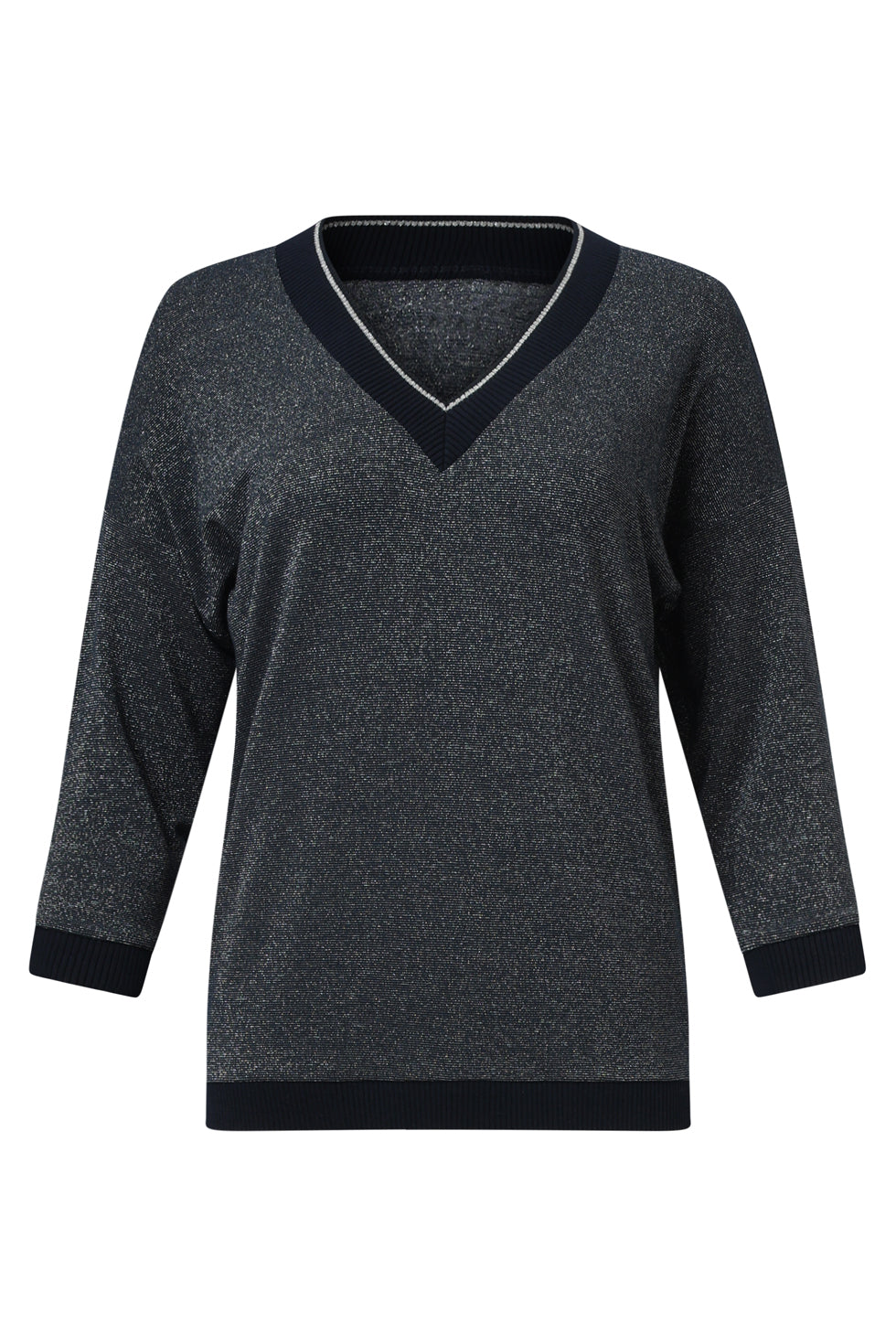 25670 Damesmet Lurex Losvallende Top | Navy