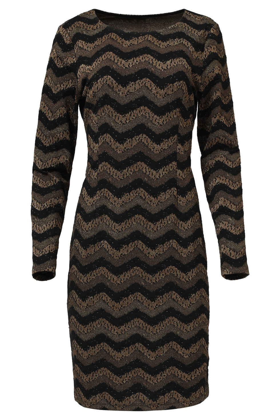 25675 Zig-Zag Jurk Met Zwart En Goud Lurex | Black - Gold