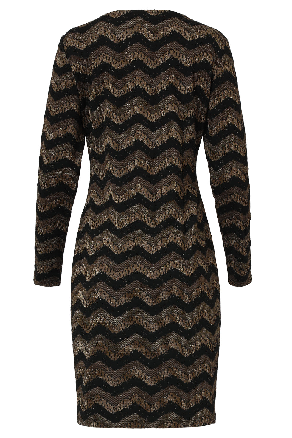 25675 Zig-Zag Jurk Met Zwart En Goud Lurex | Black - Gold