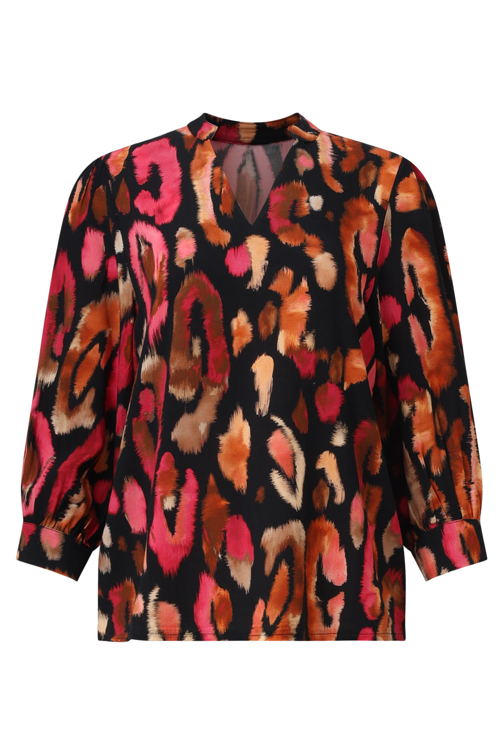 25676 Roze En Zwart Dierenprint Top | Black - Muticolour