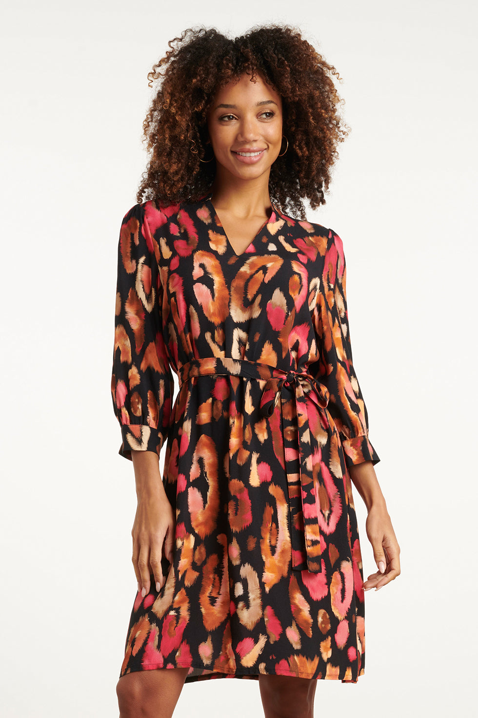 25677 Roze en Zwart Dierenprint Jurk | Black - Muticolour