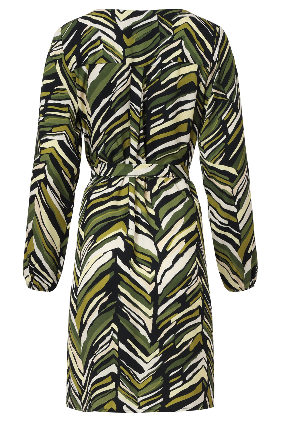 25680 Army Groen Korte Zig-Zag Print Jurk | Army - Muticolour