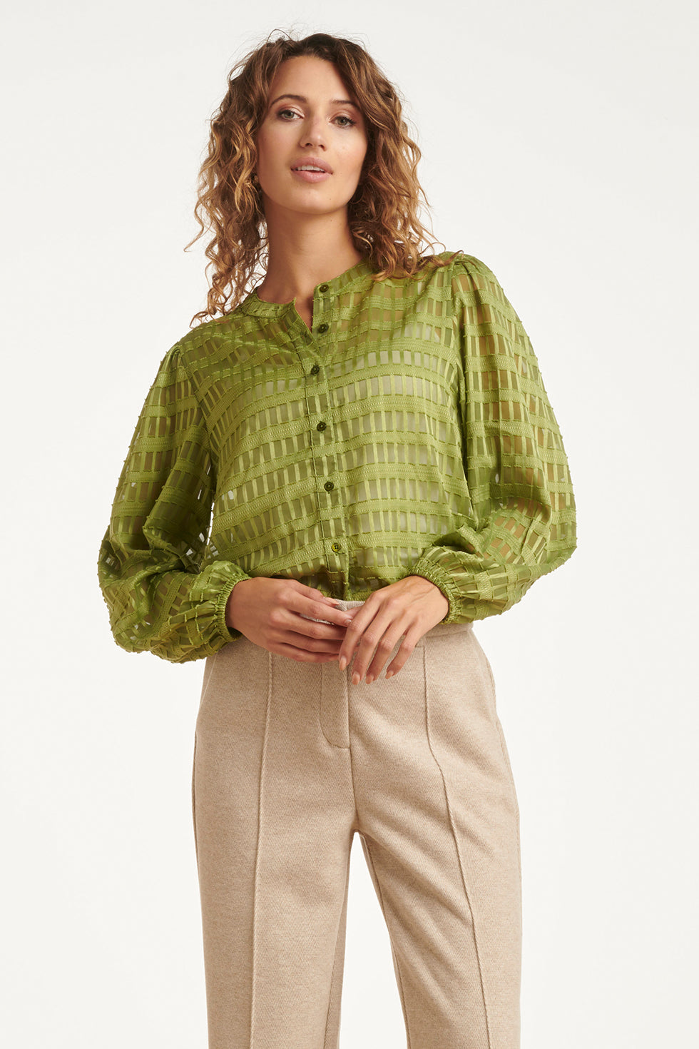 25697 Damesblouse Met Structuur | Army