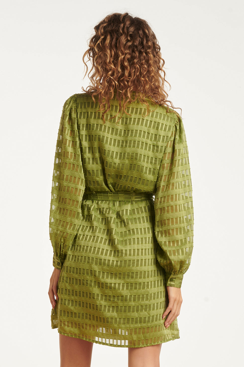 25698 Dameskorte Jurk Met Structuur | Army